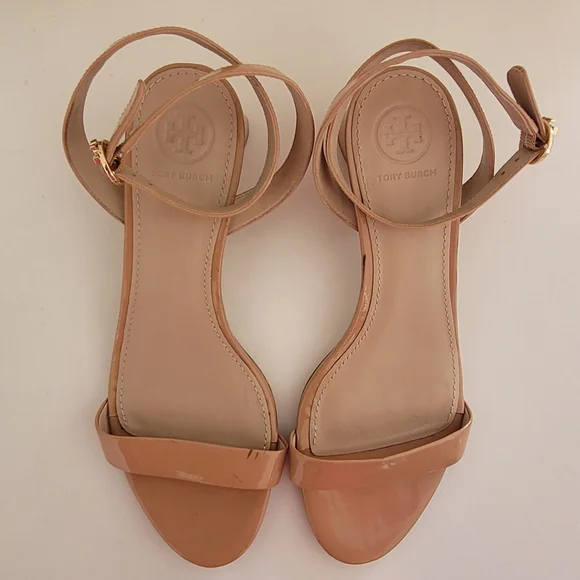 Tory Burch Nude Block Heel Sandals Strap Sandal 7 1/2M - Picture 9 of 16